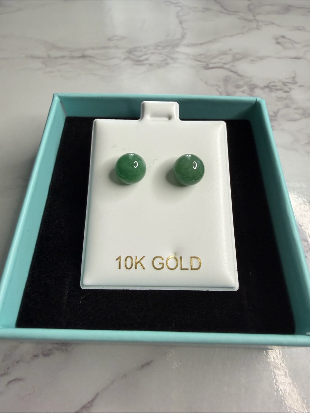 10k Real Gold Jade Green Earrings